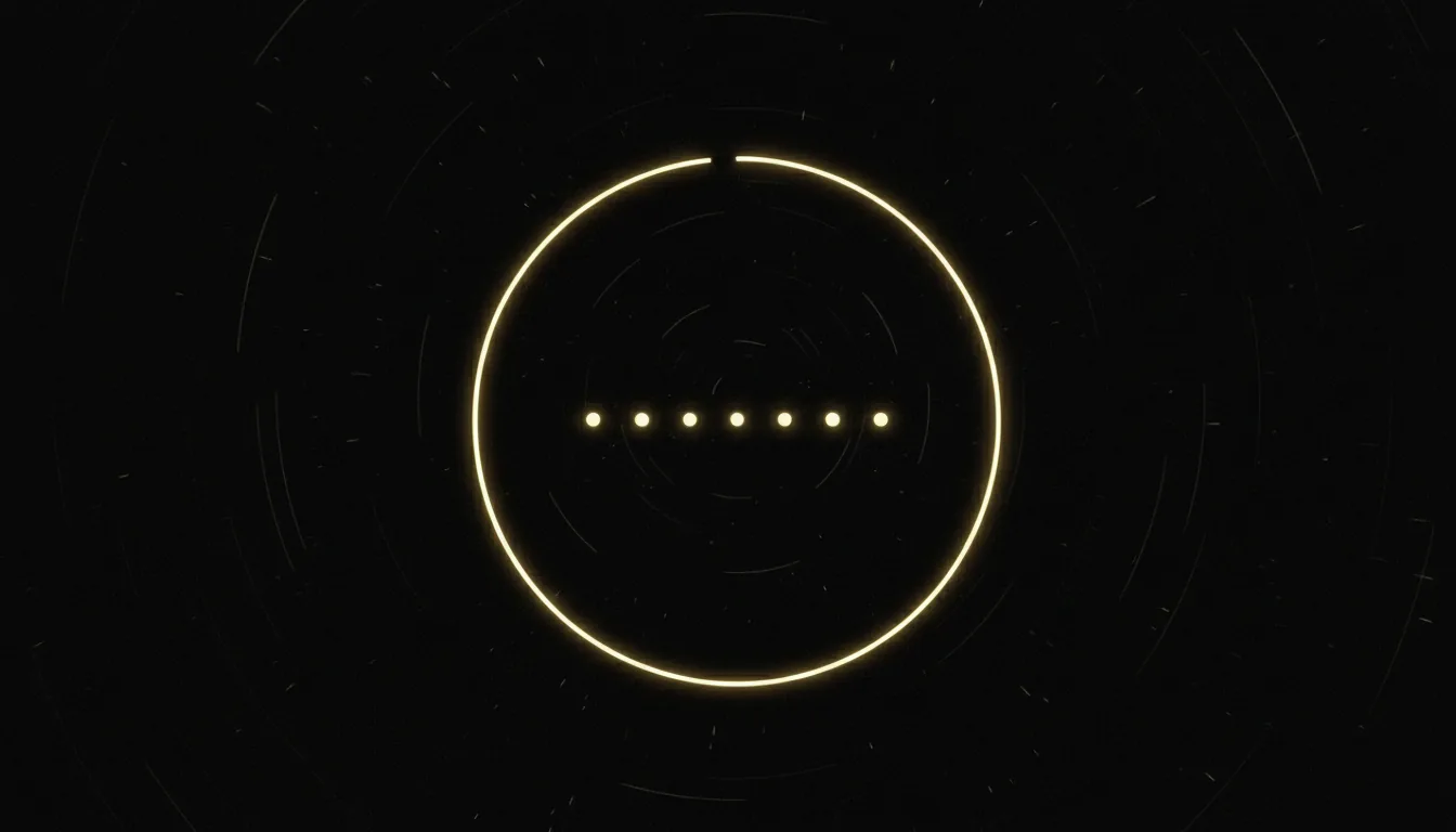 An open ring of pale gold light encircling seven small points that remain distinct within it.