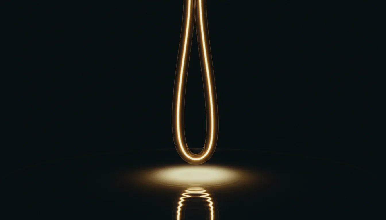 A column of gold light descending onto a dark surface and a fainter column rising back from it.